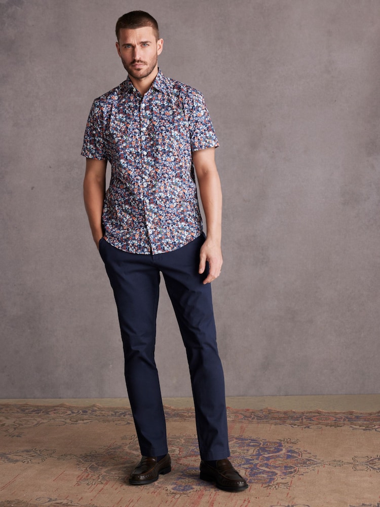 Charcoal Grey Regular Fit Signature Short Sleeve 100% Cotton Shirt - Image 2 of 7