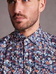 Charcoal Grey Regular Fit Signature Short Sleeve 100% Cotton Shirt - Image 4 of 7