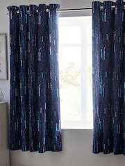 Navy Digital Dash Eyelet Blackout Curtains - Image 1 of 4