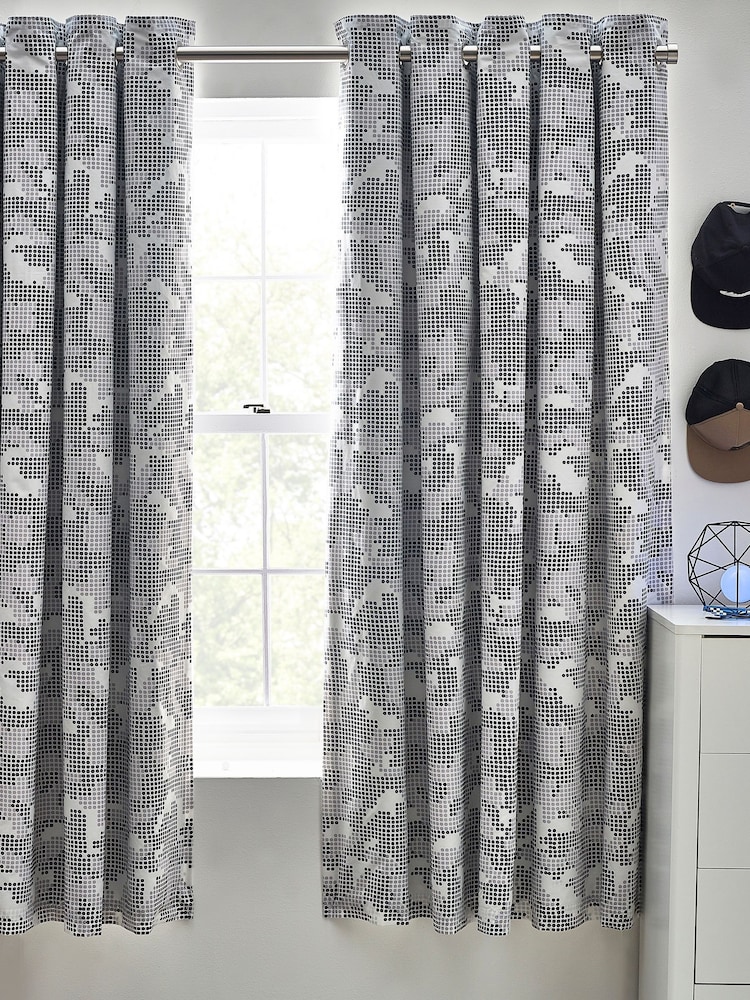 Mono Pixel Camo Eyelet Blackout Curtains - Image 1 of 4