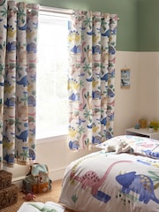 Natural Watercolour Dino Eyelet Blackout Curtains - Image 1 of 1