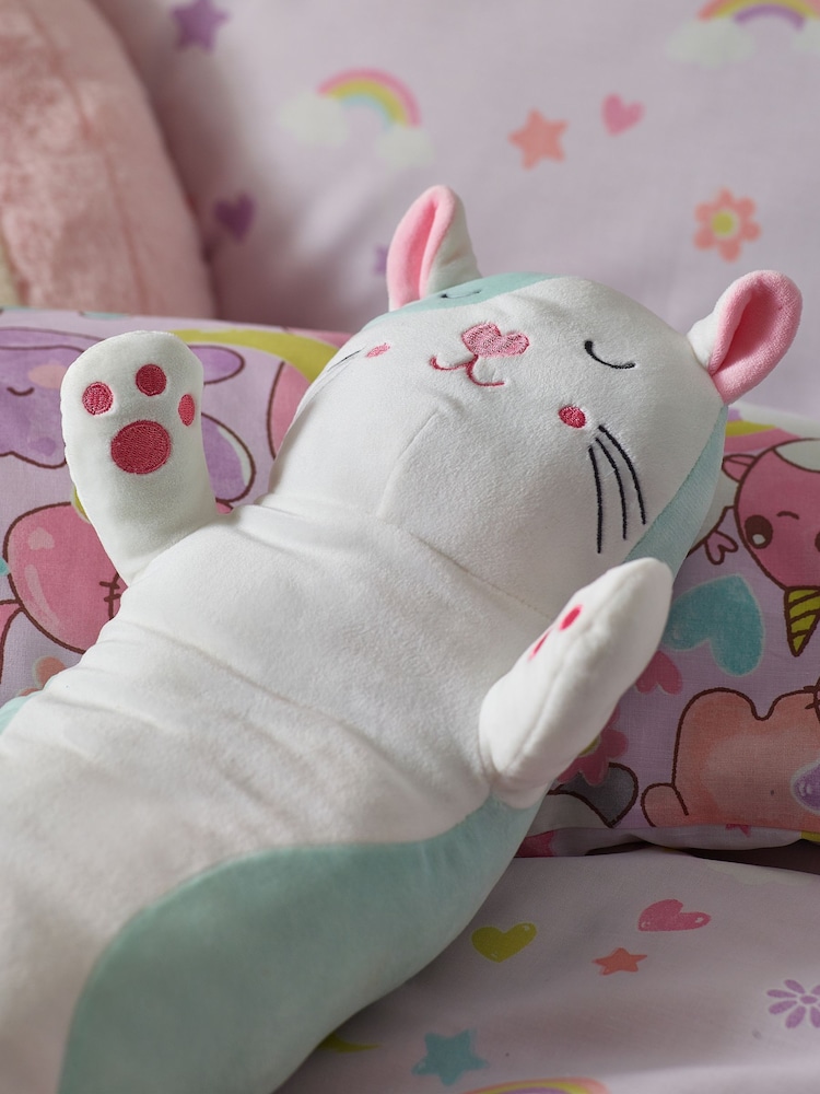 White/Blue Kawaii Cat Squidge Cushion - Image 2 of 3