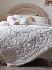 White Textured 100% Cotton Quilted Daisy Throw - Image 1 of 6