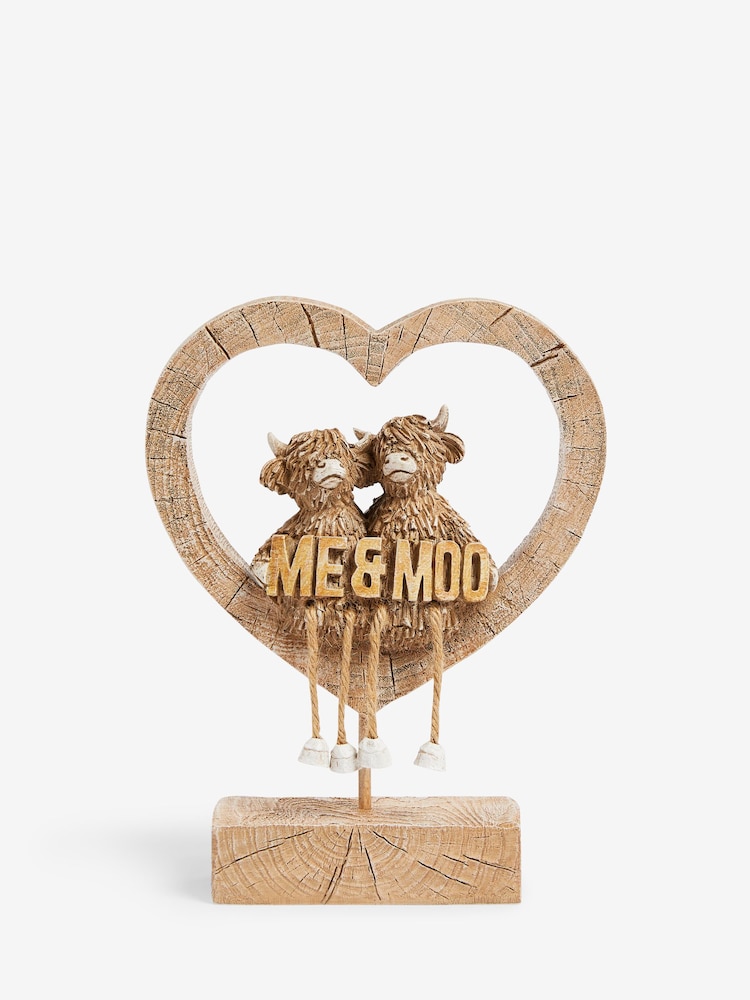 Brown Me and Moo Hamish The Highland Cow Heart Ornament - Image 2 of 4