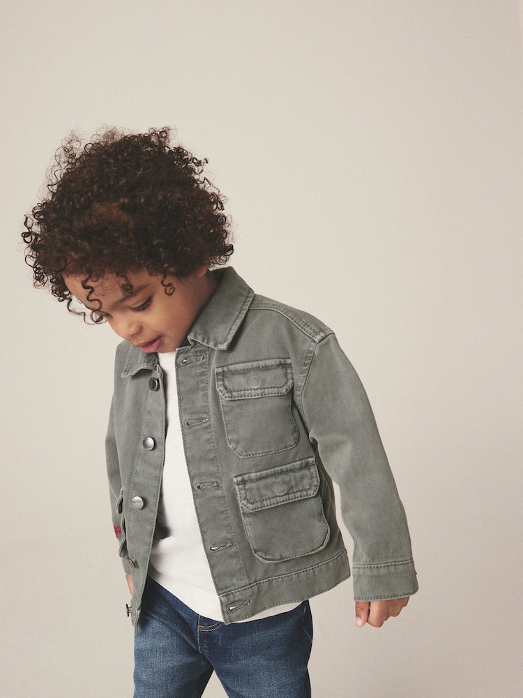 Sage Green 100% Cotton Denim Jacket (3mths-7yrs) - Image 1 of 9 Sage Green 100% Cotton Denim Jacket (3mths-7yrs) - Image 1 of 9