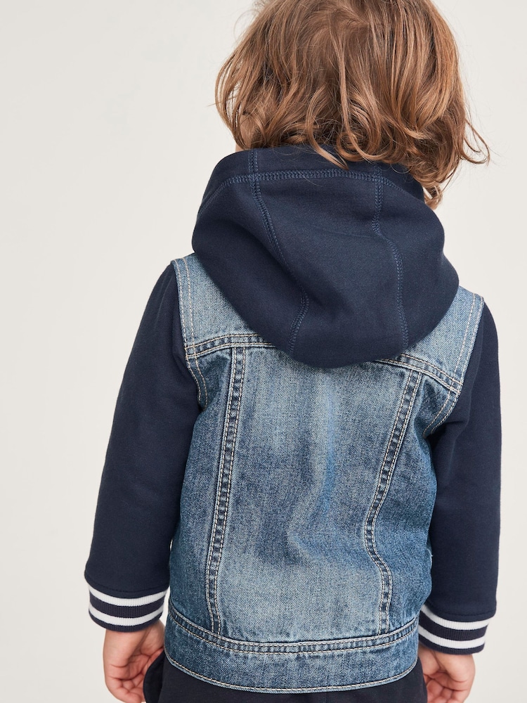 Denim Hooded Bomber Jacket (3mths-10yrs) - Image 2 of 10 Denim Hooded Bomber Jacket (3mths-10yrs) - Image 2 of 10