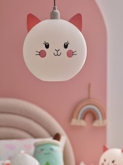 White Kawaii Cat Easy Fit  Pendant Light Shade - Image 1 of 5