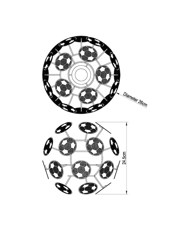 Black Football Easy Fit Lamp Shade - Image 7 of 7