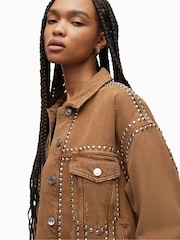 AllSaints Brown Bella Studded Jacket - Image 6 of 7