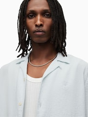 AllSaints Blue Mattole Short Sleeve Shirt - Image 4 of 6