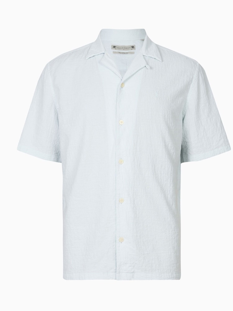 AllSaints Blue Mattole Short Sleeve Shirt - Image 6 of 6