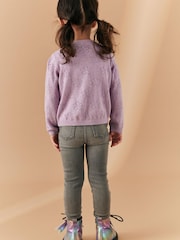 Lila vijolična - 100% Cotton Flower Pointelle pletena jopa (3m-10let) - Slika 2 iz 7