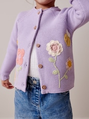 Pink 100% Cotton Crochet Character Cardigan (3mths-7yrs) - Image 4 of 7