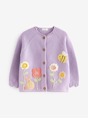 Pink 100% Cotton Crochet Character Cardigan (3mths-7yrs) - Image 5 of 7