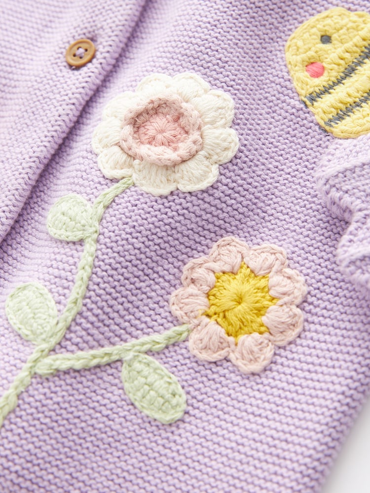 Pink 100% Cotton Crochet Character Cardigan (3mths-7yrs) - Image 7 of 7