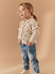 Ecru Cream Marl Broderie Frill Cardigan (3mths-7yrs) - Image 1 of 7