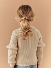 Ecru Cream Marl Broderie Frill Cardigan (3mths-7yrs) - Image 3 of 7