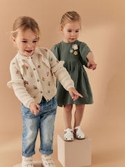 Ecru Cream Marl Broderie Frill Cardigan (3mths-7yrs) - Image 4 of 7