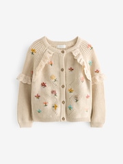 Ecru Cream Marl Broderie Frill Cardigan (3mths-7yrs) - Image 5 of 7