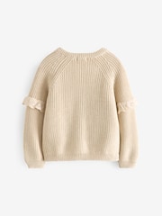 Ecru Cream Marl Broderie Frill Cardigan (3mths-7yrs) - Image 6 of 7