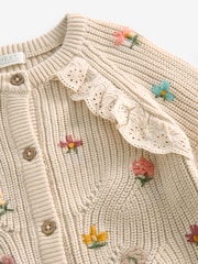 Ecru Cream Marl Broderie Frill Cardigan (3mths-7yrs) - Image 7 of 7