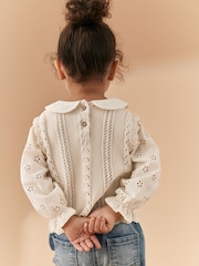 Ecru Marl 100% Cotton Collar Jumper (3mths-7yrs) - Image 3 of 8