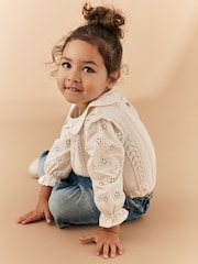 Ecru Marl 100% Cotton Collar Jumper (3mths-7yrs) - Image 4 of 8