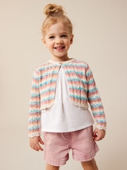 Regenbogenfarben - Gehäkelte Strickjacke aus 100 % Baumwolle (3M.–10J.) - Bild 1 von 7