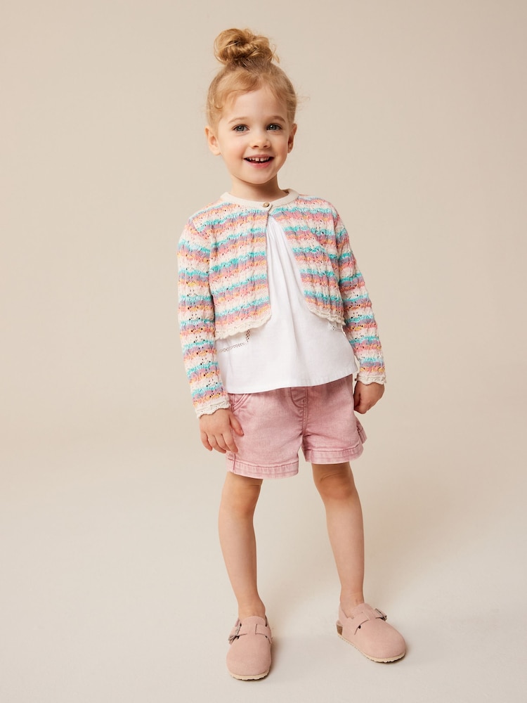 Regenbogenfarben - Gehäkelte Strickjacke aus 100 % Baumwolle (3M.–10J.) - Bild 2 von 7