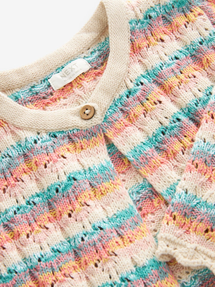Regenbogenfarben - Gehäkelte Strickjacke aus 100 % Baumwolle (3M.–10J.) - Bild 7 von 7