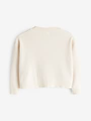 Ecru Cream Ribbed V-Neck Cardigan (3-16yrs) - Image 5 of 6