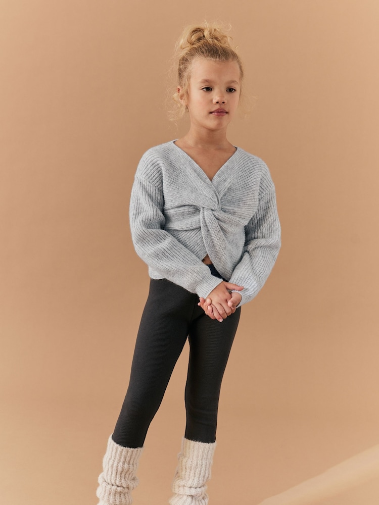 Grey Knitted Twist Front Jumper (5-16yrs) - Image 2 of 7