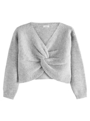 Grey Knitted Twist Front Jumper (5-16yrs) - Image 5 of 7