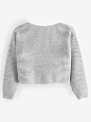 Grey Knitted Twist Front Jumper (5-16yrs) - Image 6 of 7