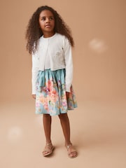 Ecru Sequin Flower Shrug Cardigan (3mths-16yrs) - Image 2 of 7