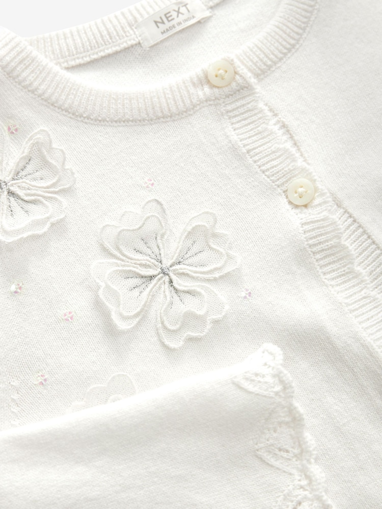 Ecru Sequin Flower Shrug Cardigan (3mths-16yrs) - Image 7 of 7