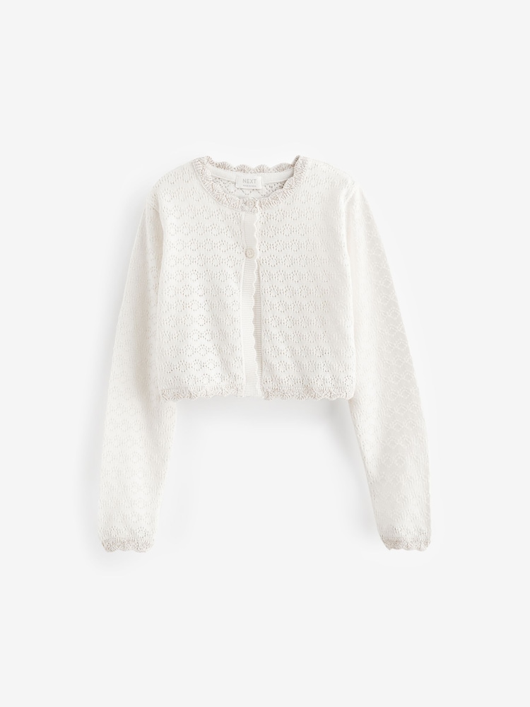 Ecru - Pointelle Occassion Cardigan (3-16yrs) - Image 6 of 9