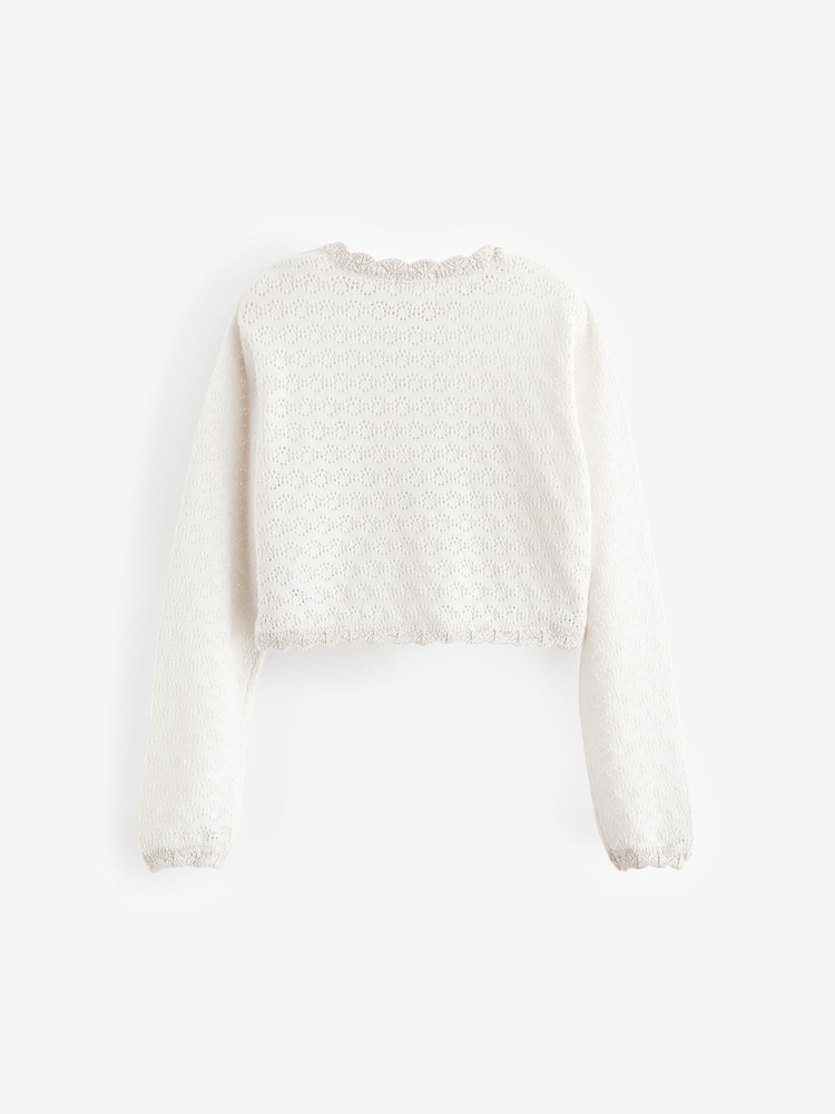 Ecru - Pointelle Occassion Cardigan (3-16yrs) - Image 7 of 9