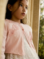 Pink Sequin Flower Shrug Cardigan (3mths-16yrs) - Image 1 of 6