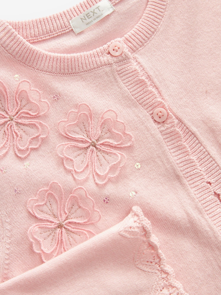 Pink Sequin Flower Shrug Cardigan (3mths-16yrs) - Image 6 of 6