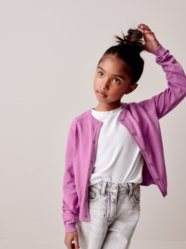 Purple Button Up Cardigan (3-16yrs) - Image 1 of 1