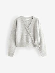 Grey Ballet Style Wrap Front Tie Jumper (3-16yrs) - Image 6 of 8