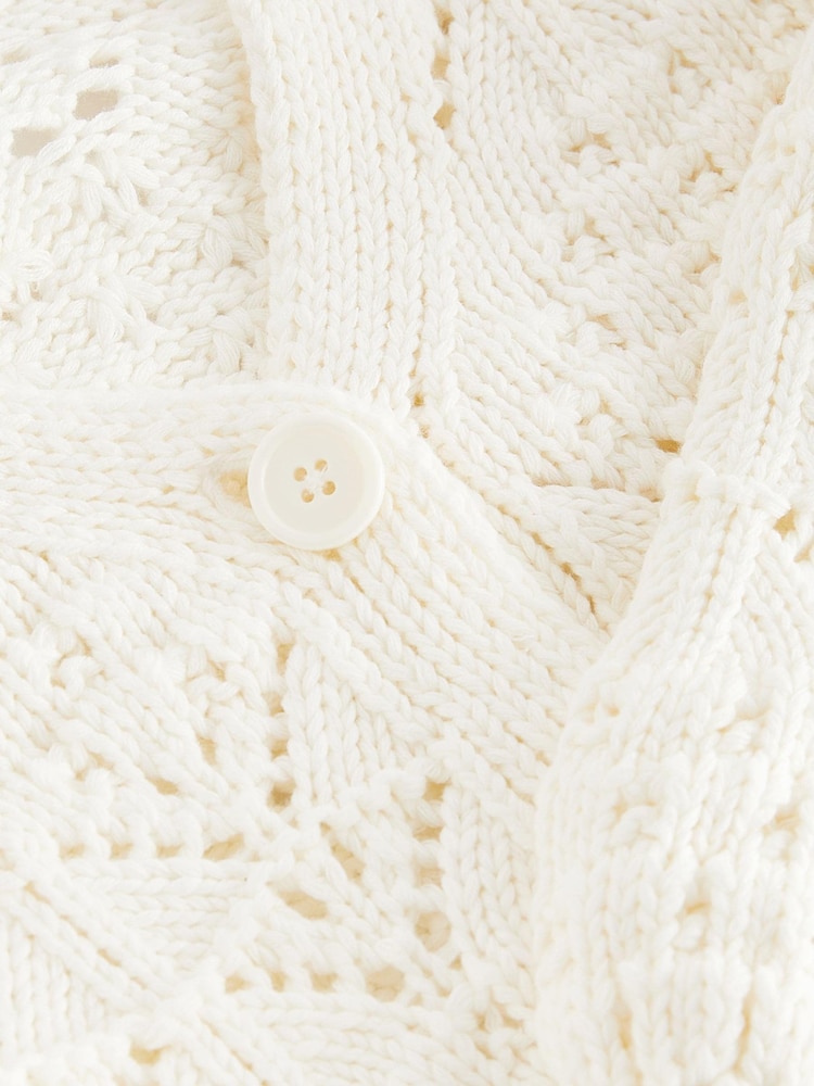 Ecru Cream Crochet V-Neck Cardigan (3-16yrs) - Image 6 of 6 Ecru Cream Crochet V-Neck Cardigan (3-16yrs) - Image 6 of 6