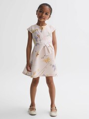 Reiss Pink Eda Scuba Floral Printed Dress - Image 3 of 6