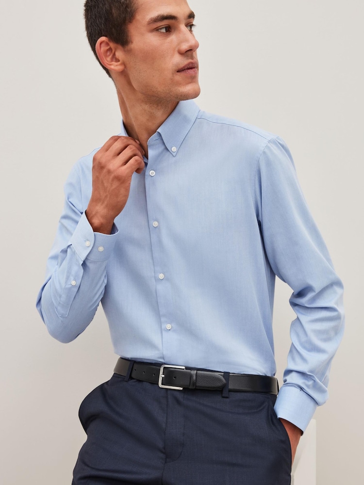 Light Blue Regular Fit Easy Care Single Cuff Oxford Shirt - Image 1 of 9