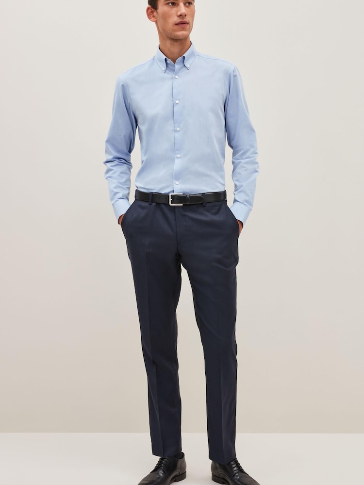Light Blue Regular Fit Easy Care Single Cuff Oxford Shirt - Image 2 of 9