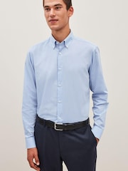 Light Blue Regular Fit Easy Care Single Cuff Oxford Shirt - Image 4 of 9