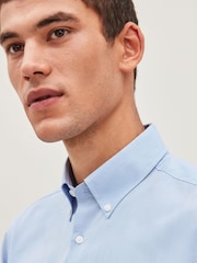 Light Blue Regular Fit Easy Care Single Cuff Oxford Shirt - Image 5 of 9