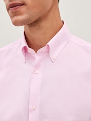 Rose clair - Ajustement régulier - Chemise Oxford à manchette simple facile d’entretien - Image 4 de 8