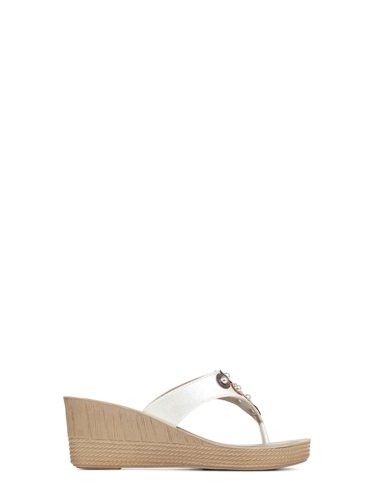 Pavers White Pavers Toe Post Wedge Sandals - Image 1 of 5